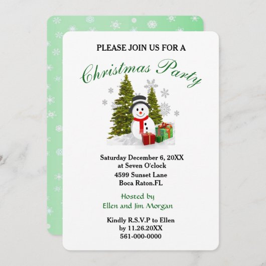 キュートクリスマスホリデーパーティー招待状 招待状 (正面/裏面)