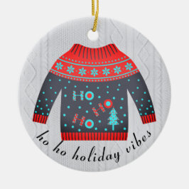 キュートクリスマスホリデービーズセーターファミリー名 セラミックオーナメント