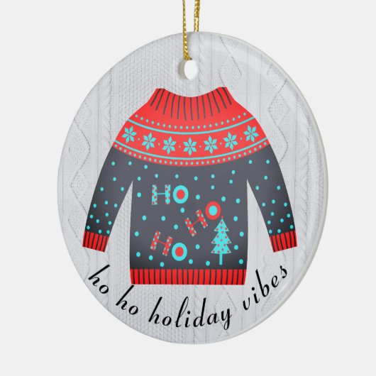 キュートクリスマスホリデービーズセーターファミリー名 セラミックオーナメント (左)