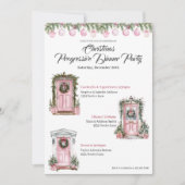 キュートクリスマスホリデープログレッシブディナーピンク 招待状 (正面)