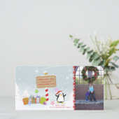 キュートクリスマスホリデーペンギンフォトカード シーズンカード (スタンド正面)