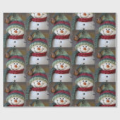 キュートクリスマスホリデー雪だるまラッピング紙 ラッピングペーパー (フラット)
