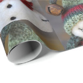 キュートクリスマスホリデー雪だるまラッピング紙 ラッピングペーパー (ロールコーナー)