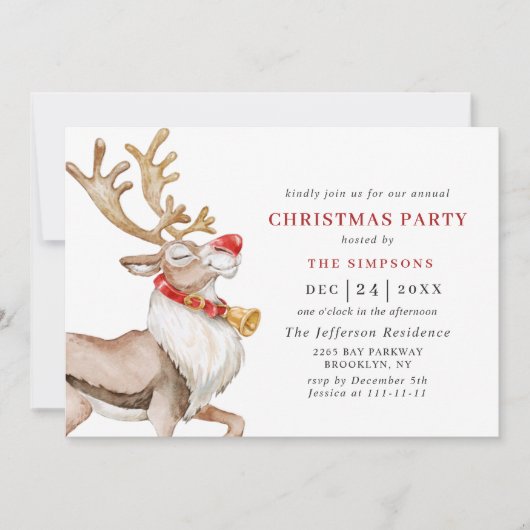 キュートクリスマスマンガートリンダーホリデーパーティー 招待状 (正面)