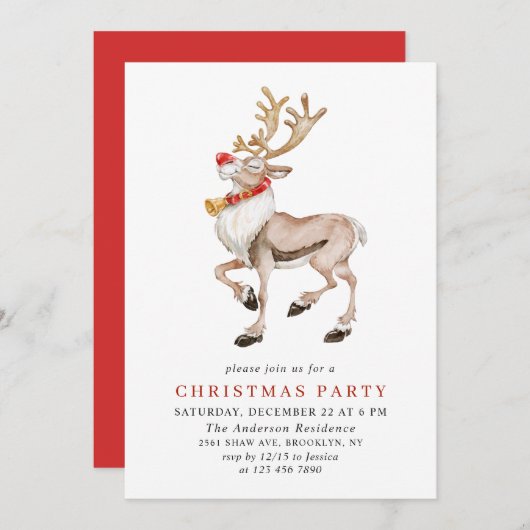 キュートクリスマスマンガートリンダーホリデーパーティー 招待状 (正面/裏面)