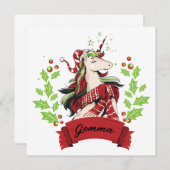 キュートクリスマスユニコーン名前をカスタムする (正面/裏面)