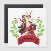 キュートクリスマスユニコーン名前をカスタムする (正面/裏面)