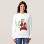 キュートクリスマスユニコーン名前をカスタムする スウェットシャツ (正面フル)