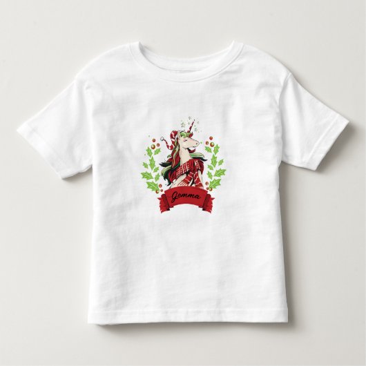 キュートクリスマスユニコーン名前をカスタムする トドラーTシャツ (正面)