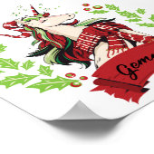 キュートクリスマスユニコーン名前をカスタムする ポスター (角)