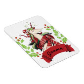 キュートクリスマスユニコーン名前をカスタムする マグネット (右側)