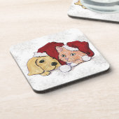 キュートクリスマスラブラドール子犬とオレンジ虎猫 コースター (左側)
