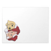 キュートクリスマスラブラドール子犬とオレンジ虎猫 ノートパッド (正面)