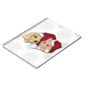 キュートクリスマスラブラドール子犬とオレンジ虎猫 ノートブック (左側)