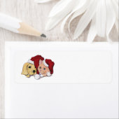 キュートクリスマスラブラドール子犬とオレンジ虎猫 ラベル (インサイチュ)