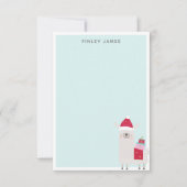 キュートクリスマスラマパステルブルーパーソナライズされたネーム サンキューカード (正面)