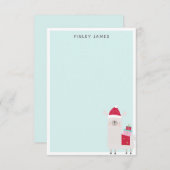 キュートクリスマスラマパステルブルーパーソナライズされたネーム サンキューカード (正面/裏面)