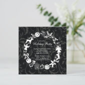 キュートクリスマスリースホリデーパーティー招待状 招待状 (スタンド正面)