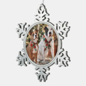 キュートクリスマスレスキューピットブルとアメリカブルドッグ スノーフレークピューターオーナメント (右)