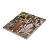 キュートクリスマスレスキューピットブルとアメリカブルドッグ タイル (側面)