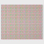 キュートクリスマスレッドグリーンピンク幾何学模様 ラッピングペーパー (フラット)