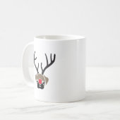 キュートクリスマスレッドノーズルドルフ〔雄ジカの〕枝角 コーヒーマグカップ (正面左)