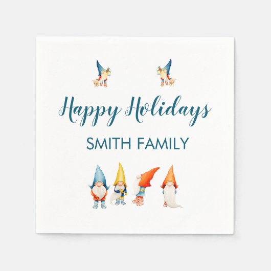 キュートクリスマス小人紙ナプキンス スタンダードカクテルナプキン (正面)