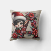 キュートクリスマス小妖精や小人フェスティバルアフェイクタンレザー クッション (裏面)