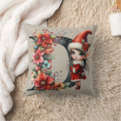 キュートクリスマス小妖精や小人フェスティバルフェイクDタンレザー クッション (ブランケット)