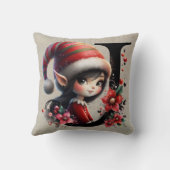 キュートクリスマス小妖精や小人フェスティバルフェイクJタンレザー クッション (裏面)