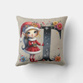 キュートクリスマス小妖精や小人フェスティバルフェイクTタンレザー クッション (裏面)