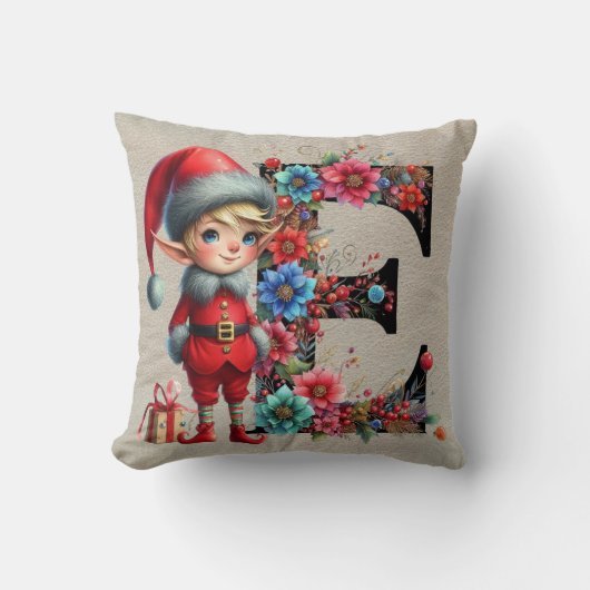 キュートクリスマス小妖精や小人フェスティバルEタンフェイクレザー クッション (正面)