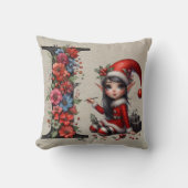 キュートクリスマス小妖精や小人フェスティバルiタンフェイクレザー クッション (正面)