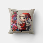 キュートクリスマス小妖精や小人フェスティバルLタンフェイクレザー クッション (正面)