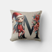 キュートクリスマス小妖精や小人フェスティバルMタンフェイクレザー クッション (正面)