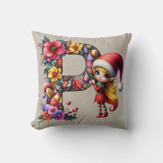 キュートクリスマス小妖精や小人フェスティバルPタンフェイクレザー クッション (正面)