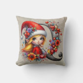 キュートクリスマス小妖精や小人フェスティバルQタンフェイクレザー クッション (正面)