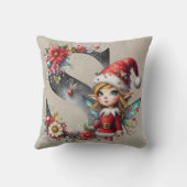キュートクリスマス小妖精や小人フェスティバルSタンフェイクレザー クッション (裏面)