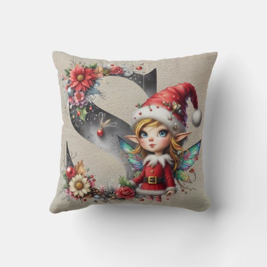 キュートクリスマス小妖精や小人フェスティバルSタンフェイクレザー クッション (裏面)