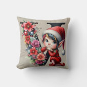 キュートクリスマス小妖精や小人フェスティバルVタンフェイクレザー クッション (正面)