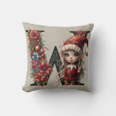キュートクリスマス小妖精や小人フェスティバルWタンフェイクレザー クッション (正面)