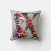 キュートクリスマス小妖精や小人フェスティバルXタンフェイクレザー クッション (正面)