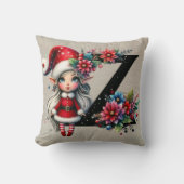 キュートクリスマス小妖精や小人フェスティバルZタンフェイクレザー クッション (正面)