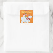 キュートクリスマス小妖精や小人ホッキョクグマ雪だるま スクエアシール (バッグ)