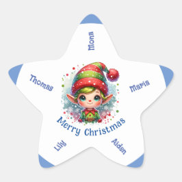 キュートクリスマス小妖精や小人名前をカスタムする 星シール