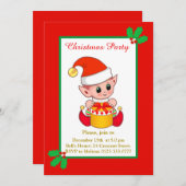 キュートクリスマス小妖精や小人招待状 招待状 (正面/裏面)