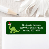 キュートクリスマス恐竜グリーンキッズ差出人住所 ラベル (インサイチュ)