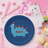 キュートクリスマス恐竜フェスティバルホリデイ名 ペーパープレート (パーティー)