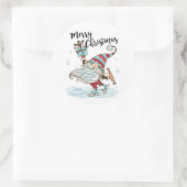 キュートクリスマス格言アイススケートで滑る ラウンドシール (バッグ)