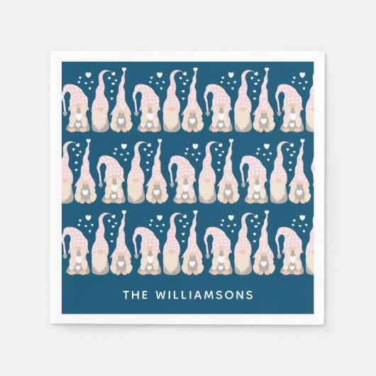 キュートクリスマス格言ファミリーブルーパーソナライズされた スタンダードカクテルナプキン (正面)